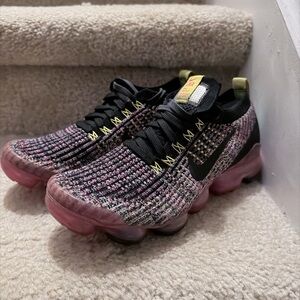 Nike Air Vapormax Flyknit 3 Pink Blast Black Yellow Womens Size 7.5 AJ6910-006